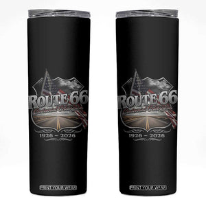 US Route Highway 66 Centennial Celebration Skinny Tumbler 100 Years Of The Mother Road Vintage American Flag TS11 Black Print Your Wear