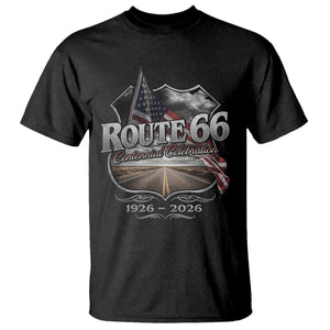 US Route Highway 66 Centennial Celebration T Shirt - 100 Years Of The Mother Road - Vintage American Flag TS11 Black Print Your Wear