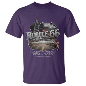 US Route Highway 66 Centennial Celebration T Shirt 100 Years Of The Mother Road Vintage American Flag TS11 Purple Print Your Wear