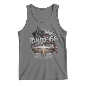 US Route Highway 66 Centennial Celebration Tank Top 100 Years Of The Mother Road Vintage American Flag TS11 Black Heather Print Your Wear