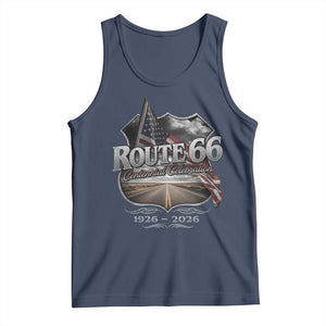 US Route Highway 66 Centennial Celebration Tank Top 100 Years Of The Mother Road Vintage American Flag TS11 Navy Print Your Wear