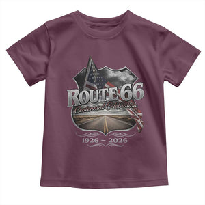 US Route Highway 66 Centennial Celebration Toddler T Shirt 100 Years Of The Mother Road Vintage American Flag TS11 Maroon Print Your Wear