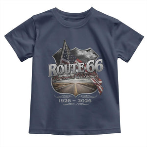 US Route Highway 66 Centennial Celebration Toddler T Shirt 100 Years Of The Mother Road Vintage American Flag TS11 Navy Print Your Wear