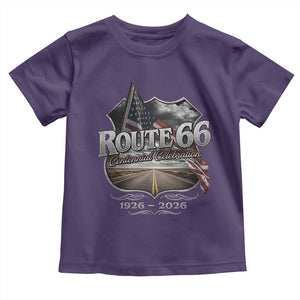 US Route Highway 66 Centennial Celebration Toddler T Shirt 100 Years Of The Mother Road Vintage American Flag TS11 Purple Print Your Wear