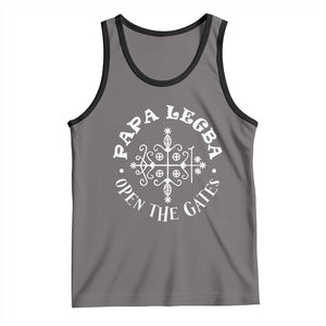 Papa Legba Tank Top Open The Gates Louisiana Voodoo Loa Veve TS11 Deep Heather Black Print Your Wear