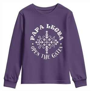 Papa Legba Youth Sweatshirt Open The Gates Louisiana Voodoo Loa Veve TS11 Purple Print Your Wear