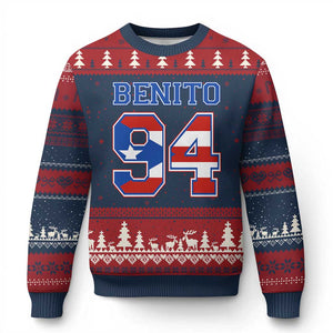Puerto Rico Jersey Benito Number 94 Graphic Ugly Christmas Sweater TS11 Navy Red Print Your Wear