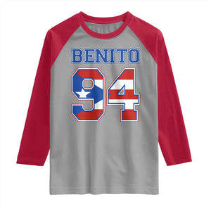 Puerto Rico Jersey Benito Number 94 Graphic Raglan Shirt TS11 Sport Gray Red Print Your Wear