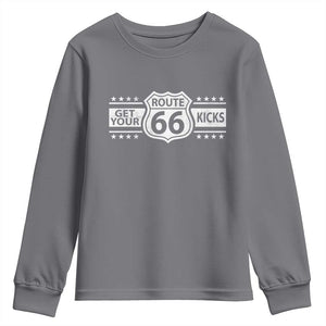 Route Highway 66 Youth Sweatshirt Get Your Kicks American Road Trip TS11 Charcoal Print Your Wear
