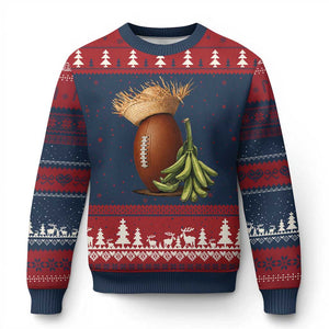 Funny Puerto Rico Football Boricua Pava Hat Ugly Christmas Sweater TS11 Navy Red Print Your Wear