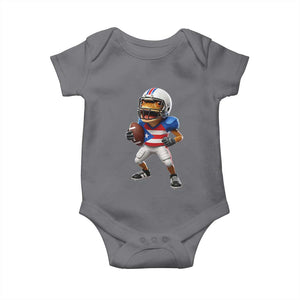 Funny Coqui Frog Puerto Rico Playing Football Baby Onesie Boricua Game Day TS11 Charcoal Print Your Wear