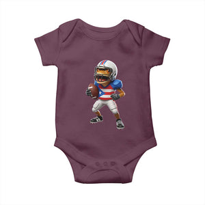 Funny Coqui Frog Puerto Rico Playing Football Baby Onesie Boricua Game Day TS11 Maroon Print Your Wear