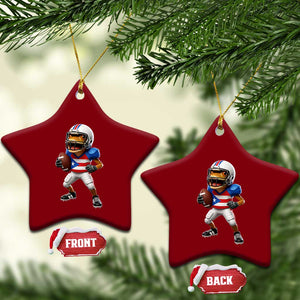 Funny Coqui Frog Puerto Rico Playing Football Ceramic Ornament Boricua Game Day TS11 Print Your Wear