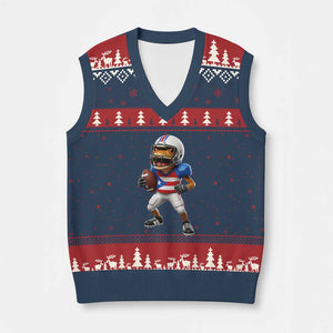 Funny Coqui Frog Puerto Rico Playing Football V-Neck Knit Sweater Vest Boricua Game Day TS11 Navy Red Print Your Wear