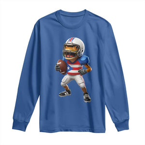 Funny Coqui Frog Puerto Rico Playing Football Long Sleeve Shirt Boricua Game Day TS11 Royal Blue Print Your Wear