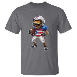 Funny Coqui Frog Puerto Rico Playing Football T Shirt Boricua Game Day TS11 Charcoal Print Your Wear