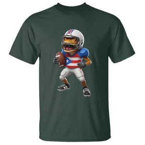 Funny Coqui Frog Puerto Rico Playing Football T Shirt Boricua Game Day TS11 Dark Forest Green Print Your Wear