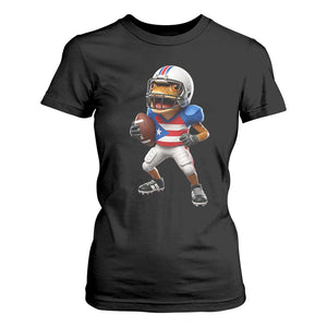 Funny Coqui Frog Puerto Rico Playing Football T Shirt For Women Boricua Game Day TS11 Black Print Your Wear