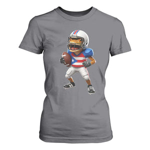 Funny Coqui Frog Puerto Rico Playing Football T Shirt For Women Boricua Game Day TS11 Charcoal Print Your Wear