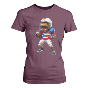 Funny Coqui Frog Puerto Rico Playing Football T Shirt For Women Boricua Game Day TS11 Maroon Print Your Wear
