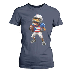 Funny Coqui Frog Puerto Rico Playing Football T Shirt For Women Boricua Game Day TS11 Navy Print Your Wear