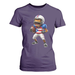 Funny Coqui Frog Puerto Rico Playing Football T Shirt For Women Boricua Game Day TS11 Purple Print Your Wear