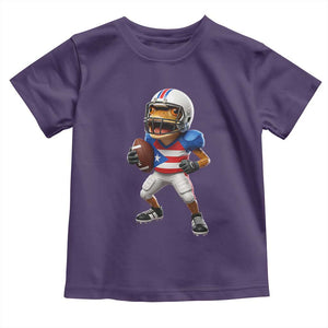 Funny Coqui Frog Puerto Rico Playing Football Toddler T Shirt Boricua Game Day TS11 Purple Print Your Wear