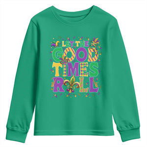 Mardi Gras Let The Good Times Roll Youth Sweatshirt Funny Carnival TS11 Irish Green Print Your Wear