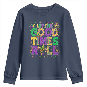 Mardi Gras Let The Good Times Roll Youth Sweatshirt Funny Carnival TS11 Navy Print Your Wear