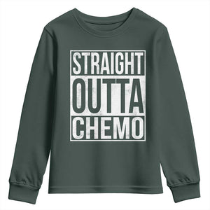 Straight Outta Chemo Youth Sweatshirt Funny Battle Cancer Gift TS11 Dark Forest Green Print Your Wear
