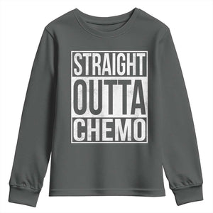 Straight Outta Chemo Youth Sweatshirt Funny Battle Cancer Gift TS11 Dark Heather Print Your Wear