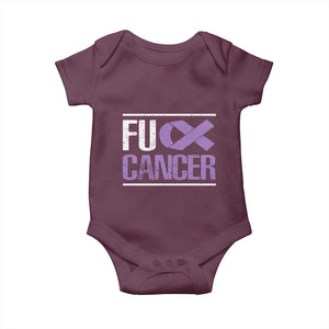 Fuck Cancer Baby Onesie Funny National Cancer Prevention Month Lavender Ribbon TS11 Maroon Print Your Wear
