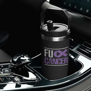 Fuck Cancer Flip Straw Tumbler Funny National Cancer Prevention Month Lavender Ribbon TS11 Print Your Wear
