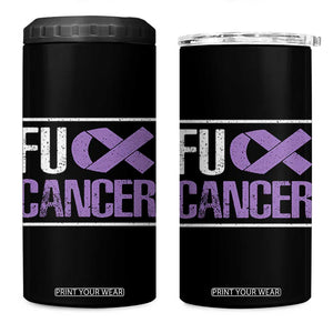 Fuck Cancer 4 in 1 Can Cooler Tumbler Funny National Cancer Prevention Month Lavender Ribbon TS11 One Size: 16 oz Black Print Your Wear