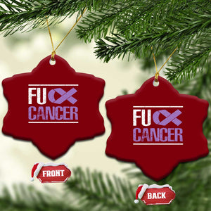Fuck Cancer Ceramic Ornament Funny National Cancer Prevention Month Lavender Ribbon TS11 Print Your Wear