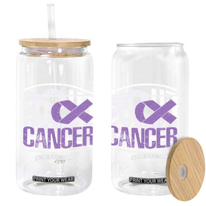 Fuck Cancer Glass Can Funny National Cancer Prevention Month Lavender Ribbon TS11 Print Your Wear