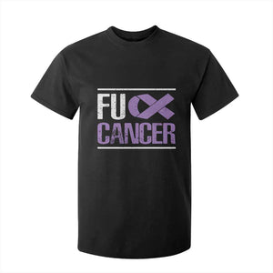 Fuck Cancer T Shirt For Kid Funny National Cancer Prevention Month Lavender Ribbon TS11 Black Print Your Wear