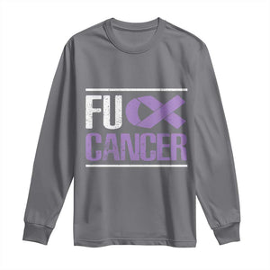 Fuck Cancer Long Sleeve Shirt Funny National Cancer Prevention Month Lavender Ribbon TS11 Charcoal Print Your Wear
