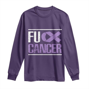 Fuck Cancer Long Sleeve Shirt Funny National Cancer Prevention Month Lavender Ribbon TS11 Purple Print Your Wear