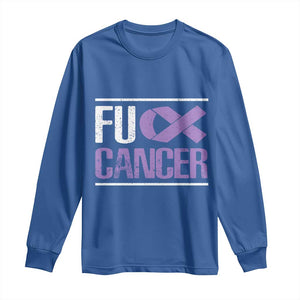 Fuck Cancer Long Sleeve Shirt Funny National Cancer Prevention Month Lavender Ribbon TS11 Royal Blue Print Your Wear
