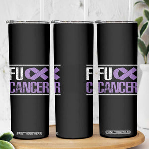 Fuck Cancer Skinny Tumbler Funny National Cancer Prevention Month Lavender Ribbon TS11 Print Your Wear