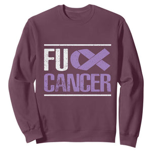 Fuck Cancer Sweatshirt Funny National Cancer Prevention Month Lavender Ribbon TS11 Maroon Print Your Wear