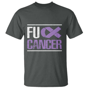 Fuck Cancer T Shirt Funny National Cancer Prevention Month Lavender Ribbon TS11 Dark Heather Print Your Wear