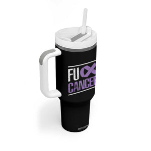 Fuck Cancer Tumbler With Handle Funny National Cancer Prevention Month Lavender Ribbon TS11 Print Your Wear