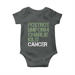 Foxtrot Uniform Charlie Kilo Cancer Baby Onesie Funny Fuck Cancer Military Alphabet TS11 Dark Heather Print Your Wear
