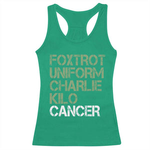 Foxtrot Uniform Charlie Kilo Cancer Racerback Tank Top Funny Fuck Cancer Military Alphabet TS11 Irish Green Print Your Wear