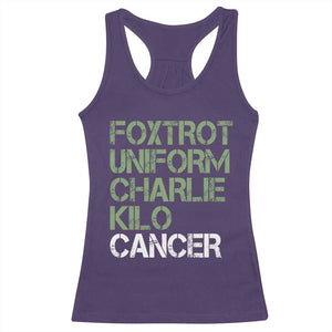 Foxtrot Uniform Charlie Kilo Cancer Racerback Tank Top Funny Fuck Cancer Military Alphabet TS11 Purple Print Your Wear