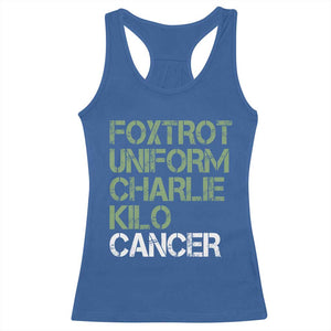 Foxtrot Uniform Charlie Kilo Cancer Racerback Tank Top Funny Fuck Cancer Military Alphabet TS11 Royal Blue Print Your Wear
