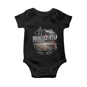 US Route 69 Centennial Celebration Baby Onesie Highway Road 100 Years Anniversary American Flag TS11 Black Print Your Wear