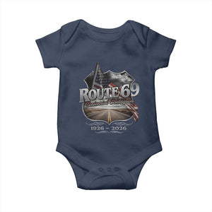 US Route 69 Centennial Celebration Baby Onesie Highway Road 100 Years Anniversary American Flag TS11 Navy Print Your Wear